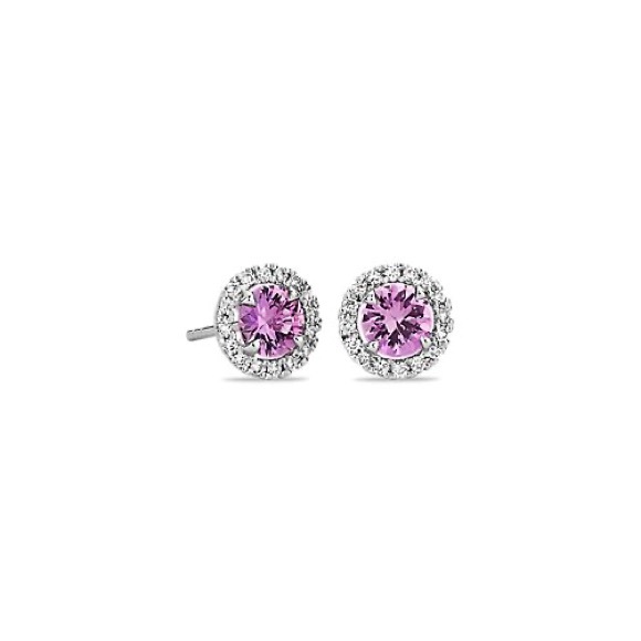 Pink sapphire and diamond earrings - Picture 4 of 7